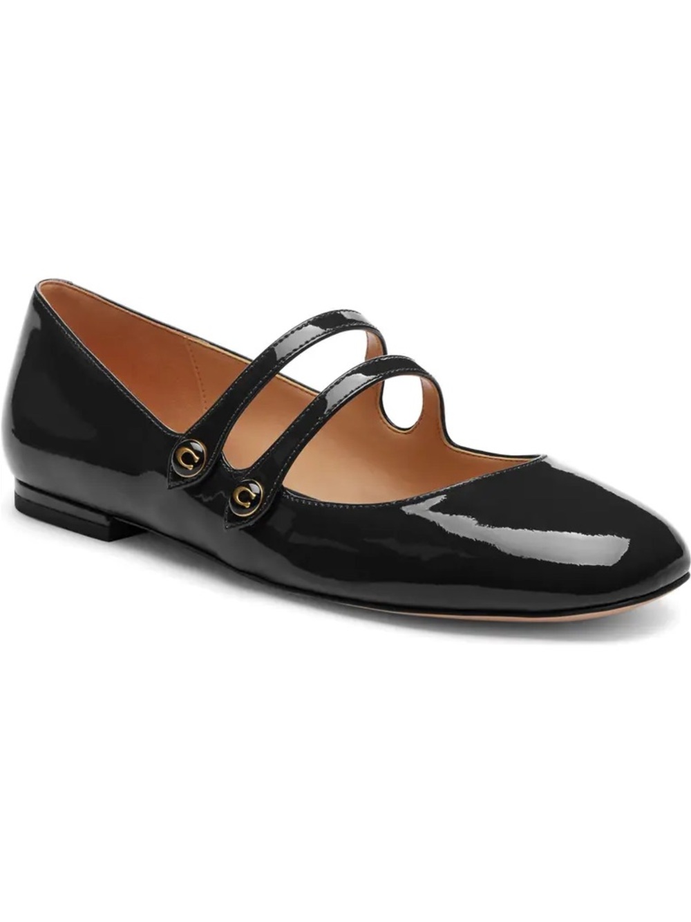 Coach Black Patent Double-Strap Mary Jane Flats